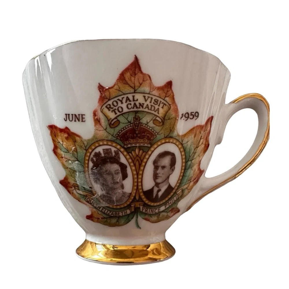 COLCLOUGH Queen Elizabeth Prince Philip Tea Cup & Saucer 1959 Visit to Canada
